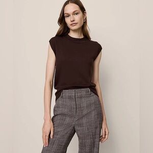 Ann Taylor Dark Brown Refined Mock Neck Sweater Shell